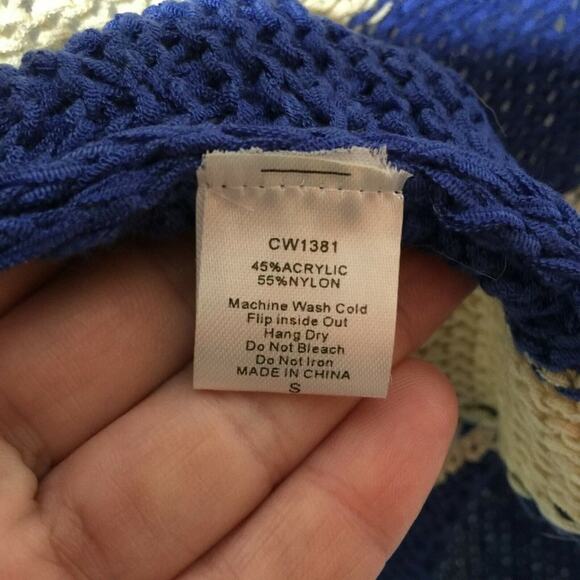 TCEC Crochet Stitch Fix Open Front Cardigan Roxanna NEW Size Small blue cream - Picture 5 of 5